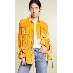 Cinq à Sept Mathieu Velvet Utility Jacket in Sunflower, Size Medium, EXCELLENT‎